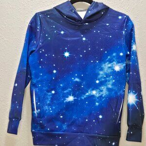 Hoodie, Blue Night Sky with Stars, Children size Medium NWOT